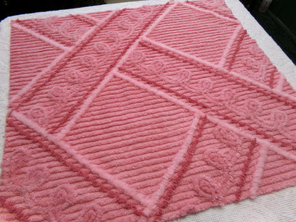 crossroads pink vintage chenille fabric in optic bold intersecting geometric design, 25" x 28" piece