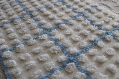 Puffy White Pops Vintage Chenille FABRIC, 12" x 18" inch Piece, 100% Cotton, 1950s era