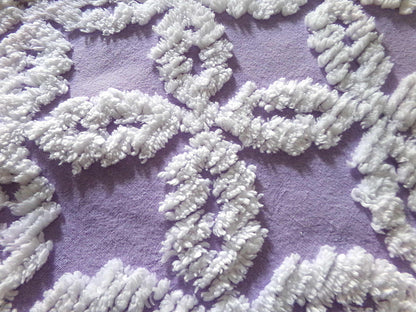 Sculpted Lavender Petals Vintage Cotton Chenille Fabric, Geometric Floral Design, 20" x 24" inch Piece, Lovely in Springtime Quilts, Pillows