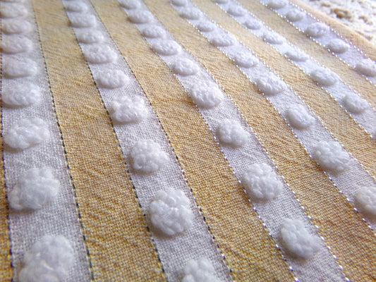 Nubby Sparkle Pops Sunglow Yellow Chenille Fabric, Vintage 20" x 24" inch Piece - White Popcorns & Shimmer Lurex