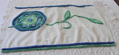 FlOwEr PoWeR Mod Vintage White Chenille Fabric, Striking 19" x 26" inch piece, Handmade