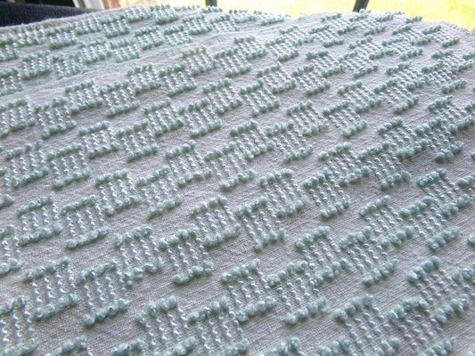 vintage texturized chenille fabric, dancing sage green tempo tufts, 18" x 24" inch piece of sewing material for quilting & crafts