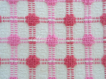 Pink Strawberry Candy Dots Vintage Woven Fabric With Raised Chenille Dot Pattern, 18" x 24" inch Piece, a Bates Design