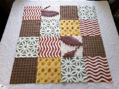 earthtones 6" chenille squares, "autumn winds" set of 16 craft quilt blocks cut in warm boho fall colors for patchwork projects, rag quilts