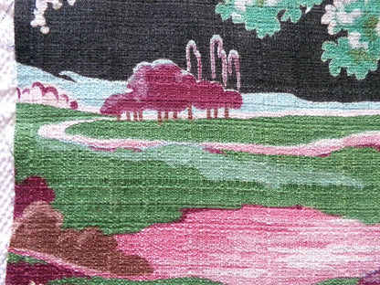 dramatic piece of vintage black barkcloth fabric in mystic tree print, 20" x 35" inch piece from deconstructed curtain panel
