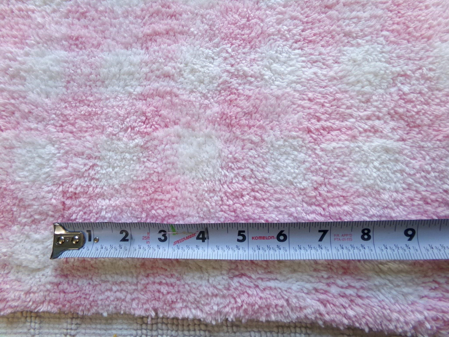 snuggle soft pink gingham vintage terry chenille fabric, pretty plaid design on white plush cotton blend 18" x 24" piece sewing fabric