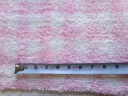 snuggle soft pink gingham vintage terry chenille fabric, pretty plaid design on white plush cotton blend 18" x 24" piece sewing fabric
