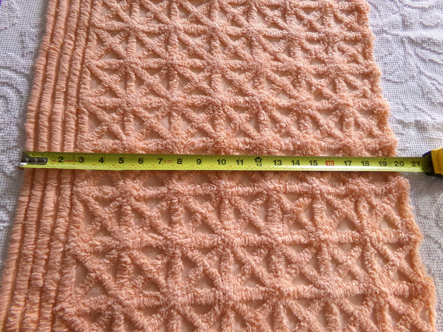 Twinkle Little Star Vintage Chenille Fabric, Plush Peach Glow Sewing & Quilting Material, 19" x 23" inches