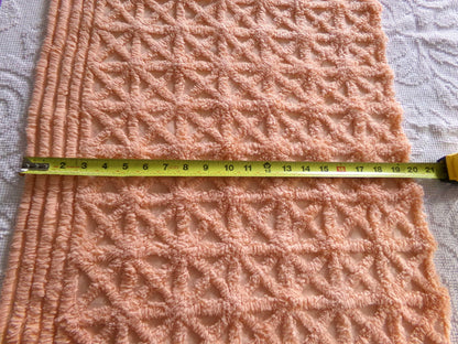 Twinkle Little Star Vintage Chenille Fabric, Plush Peach Glow Sewing & Quilting Material, 19" x 23" inches