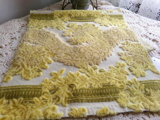 glimmer gold cut velvet fabric, vintage bates tapestry chenille in retro colors, 12" x 23" inch piece for Bags, Totes
