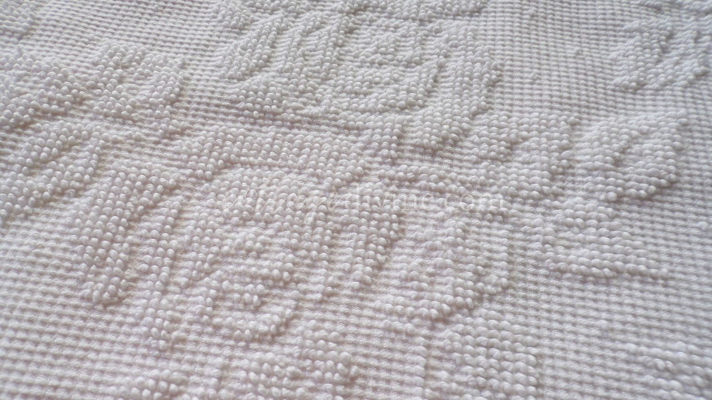 Cabbage Rose Dainty Dot Vintage White Chenille Fabric, 20" x 30" inch Piece, Versatile in Quilts, Pillows & Tote Bags