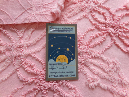 bubblegum pink vintage chenille fabric, geometric design, 18" x 24" cut piece for arts & crafts