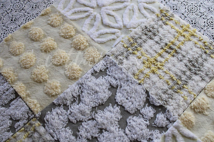 Sunshine & Clouds Chenille Quilt Squares Set, Rotary Cut from Vintage Chenille Bedspread Fabric, 16 Blocks, 6" x 6" inch each