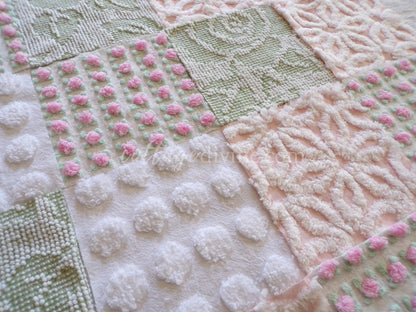 Spring Blossoms Vintage Quilt Squares Kit from Chenille Bedspread Fabrics, 6" Blocks, Qty 16