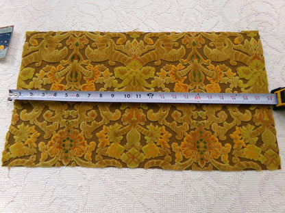 boho lux cut velvet fabric, rusty coppertone old world tapestry style Bates design, 12" x 20" cut piece, great for wallhanging, small bags