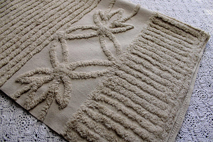 Simple Neutral Modern Vintage Chenille Fabric, 20" x 25" inch Piece, Mocha Star Lily Design