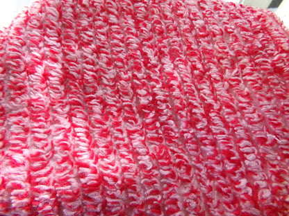 Peppered Red & White Skinny Stripes Fabric from Vintage Chenille Bedspread, 12" x 18" inch Piece, Fun and Festive