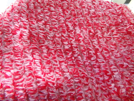 Peppered Red & White Skinny Stripes Fabric from Vintage Chenille Bedspread, 12" x 18" inch Piece, Fun and Festive