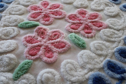 Cottage Hearts & Pink Roses Vintage Chenille Fabric, Classic 50s Design, 38" x 18" inch LARGE piece