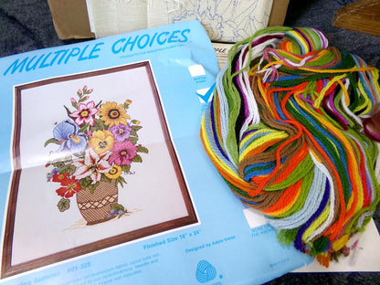 BLOOMING SUMMER Crewel Embroidery Kit, Rare Vintage Multiple Choices Floral Stitchery 01-325, Adele Veres design