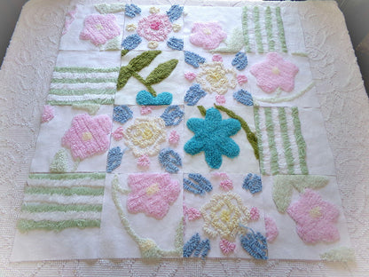 chenille fabric squares, 6" blocks in vintage style floral textured patterns, 16 piece set ideal for quilting, diy pillows, crafts, sewing