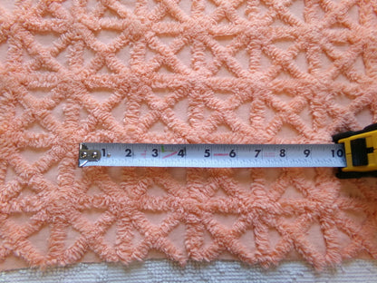 twinkle star vintage chenille fabric, plush peach starbursts, 18" x 24" cut piece of craft, sewing, pillow, quilt material