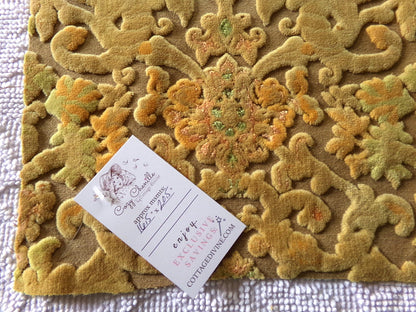 boho cut velvet fabric, shabby distressed vintage Bates tapestry style chenille material, 20.5" x 16.5" piece, popular in bags