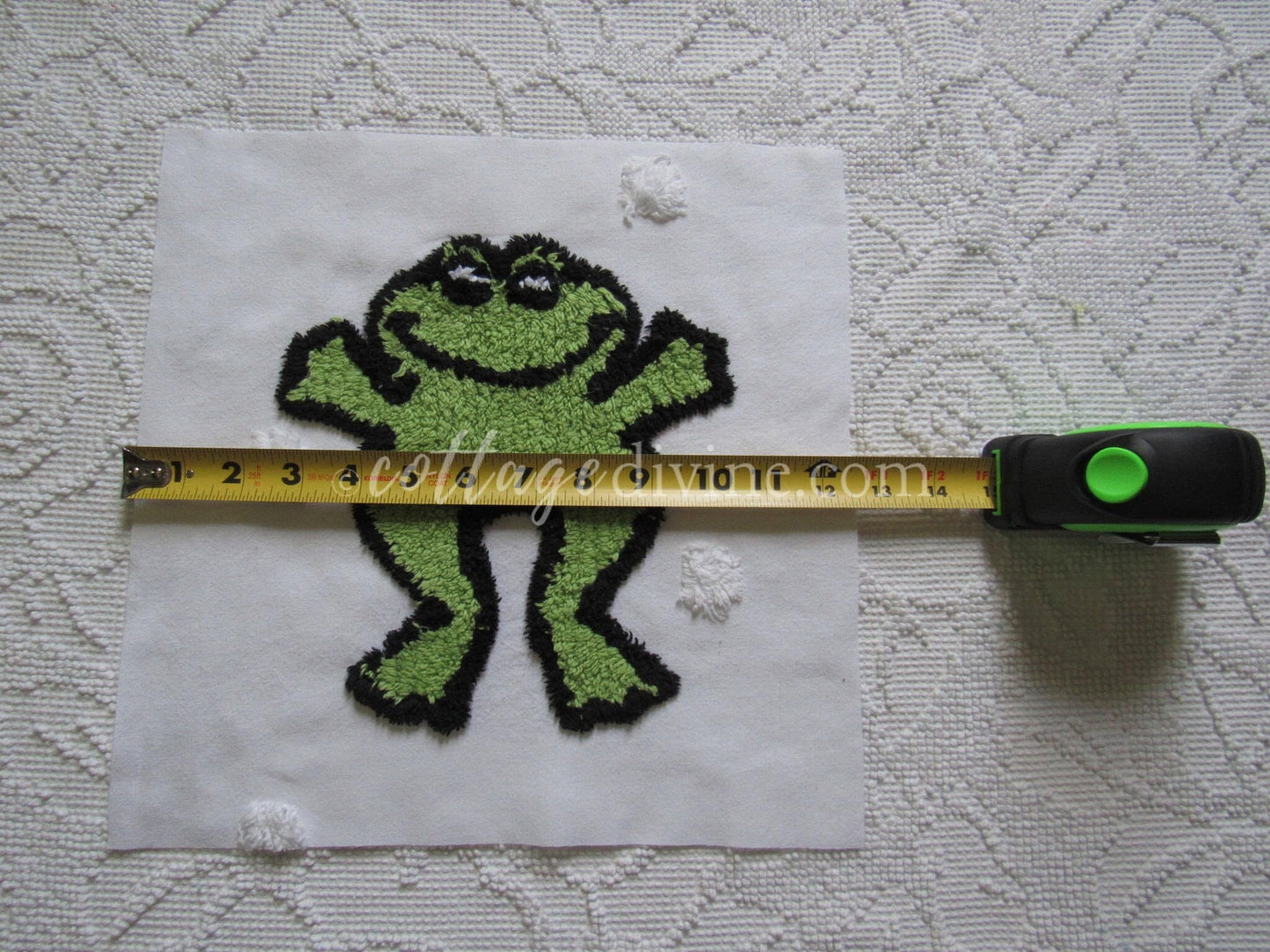 Jumping for Joy Frog Retro Vintage Novelty Chenille FABRIC PIECE, 12.5" square