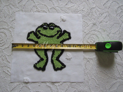 Jumping for Joy Frog Retro Vintage Novelty Chenille FABRIC PIECE, 12.5" square