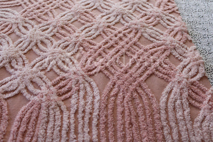 Blush Pink Rosy Vintage Chenille Quilt Fabric, 23" x 24" inch Piece, Pretty for Quilts & Pillows