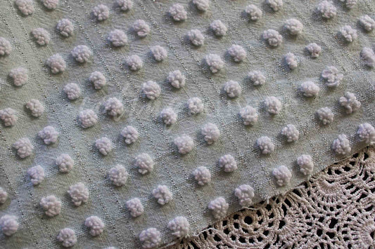Pastel Aqua Shimmer Pop Vintage Chenille Fabric, 28" x 19" inch Piece, Versatile in Quilting & Craft Projects