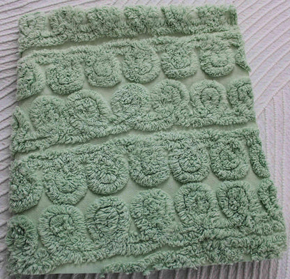 Delicious Mint Ice Cream Vintage Chenille Fabric, Plush 21" x 24" inch piece in curlicue swirl pattern
