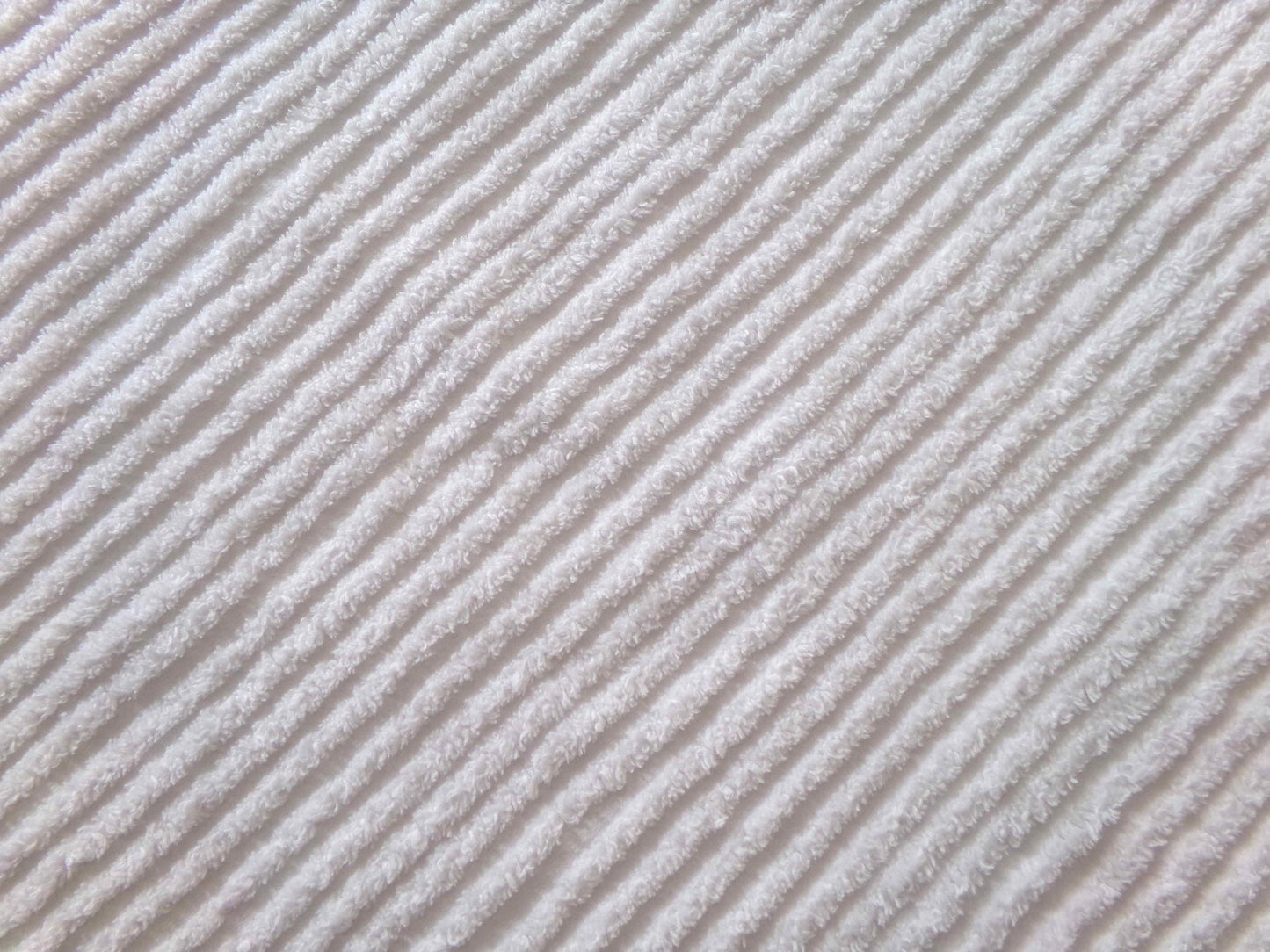 Diagonal Stripes Vintage Chenille White Fabric Piece, 17" x 25" inches, Geometric Striped Design