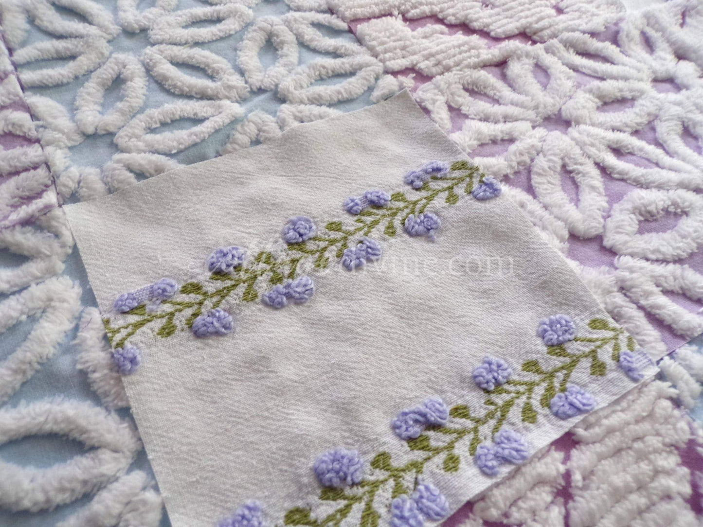 Sweet Slumber Chenille Quilt Squares Set from Vintage Bedspread Fabric, 16 Blocks, 6" x 6" inch