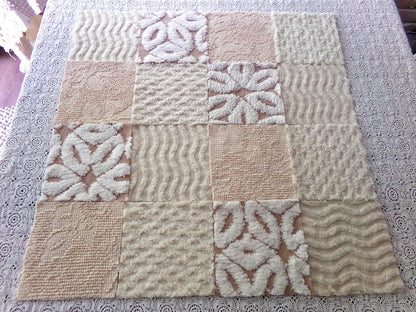 Creamy Neutrals Texturized Trendy Fabric Squares Set, Rotary Cut from Vintage Chenille Bedspread Fabric, 16 Blocks, 6" x 6" inch each