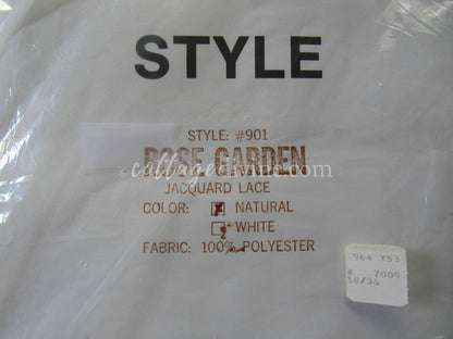 Vintage Wide Jacquard Lace Window Curtain Panel, Rose Garden, Single (Not a Pair), 60"W x 84"L, NOS
