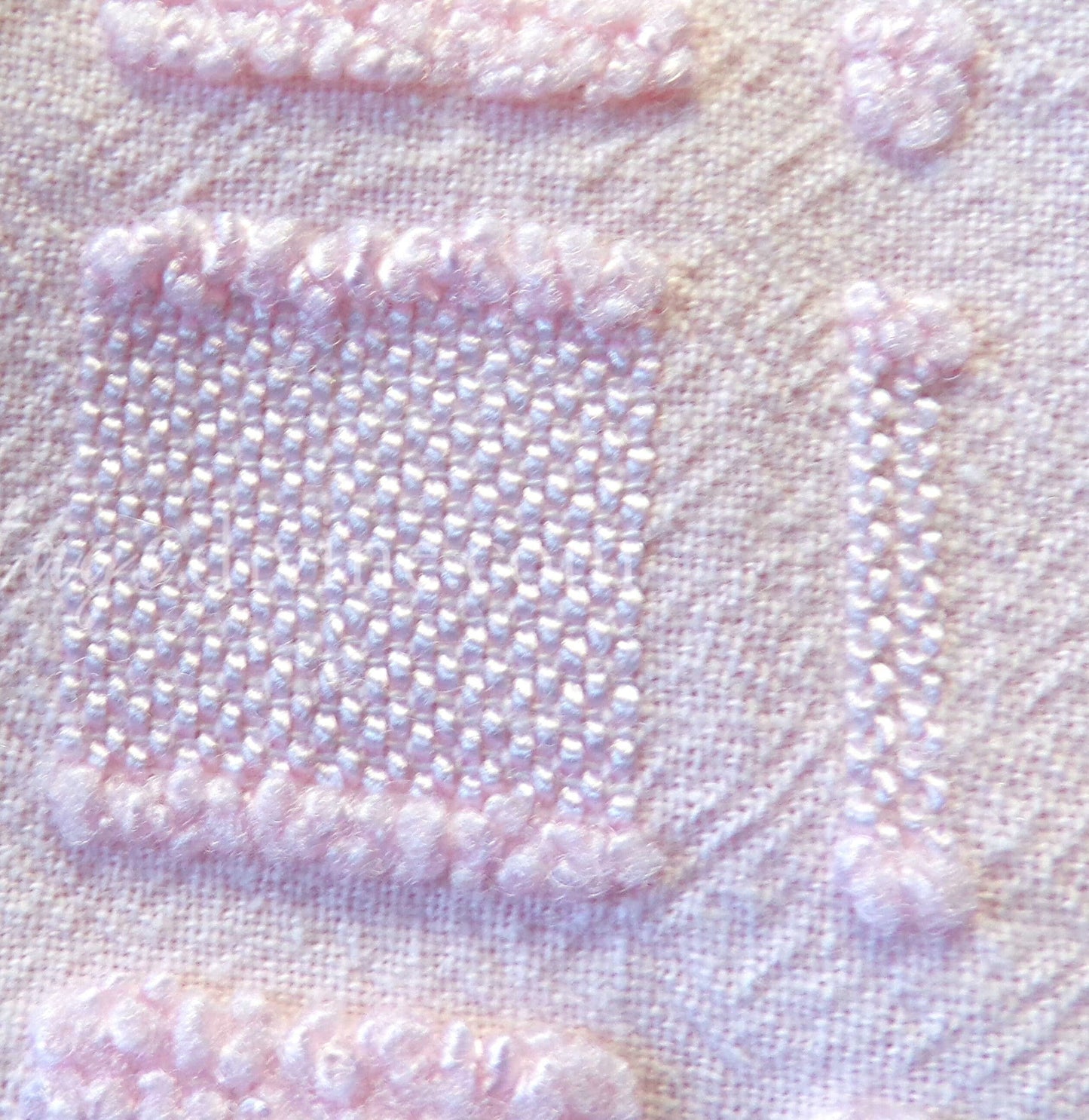 Pastel Pink Checkerboard Vintage Chenille Fabric, 18" x 24" inch piece, Great Texturized Pattern