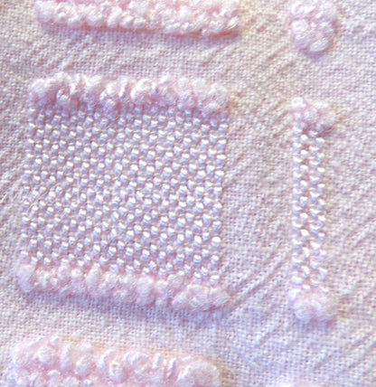 Pastel Pink Checkerboard Vintage Chenille Fabric, 18" x 24" inch piece, Great Texturized Pattern