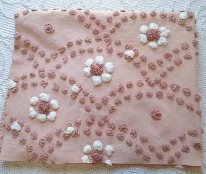 Hippie Daisy Vintage Chenille Fabric, 23" x 20" Cut Piece, 100% Cotton Handmade Sewing Material, Great Boho Design for Quilts & Crafts