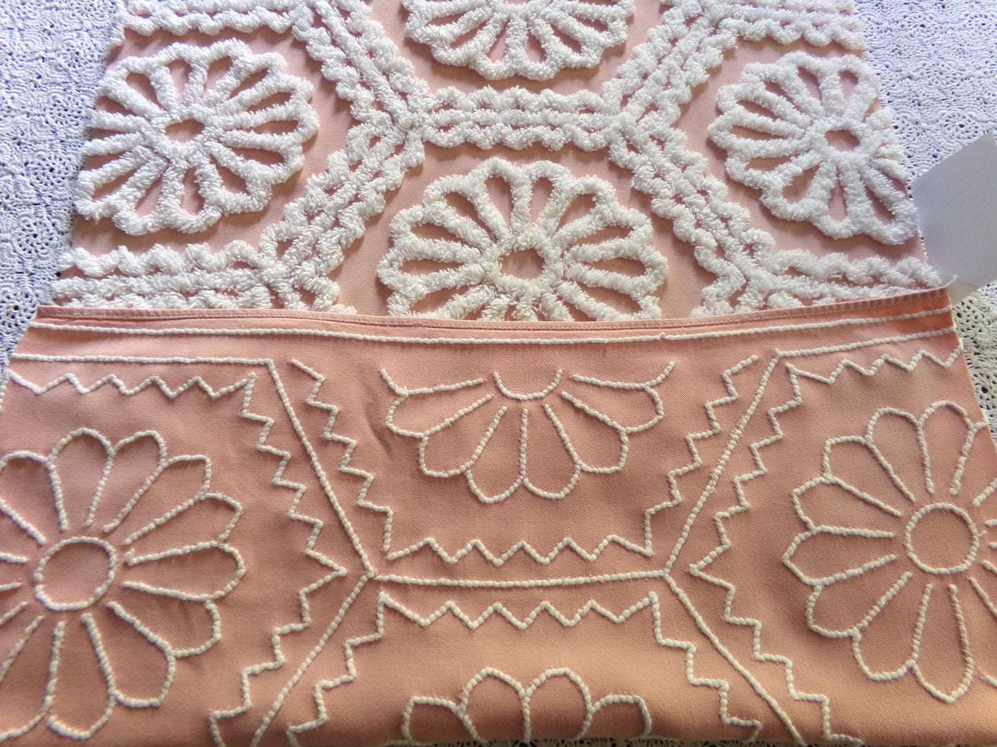 Lovely Fabric from Vintage Chenille Bedspread, 26" x 19" inch Piece, Shabby Sweet in DIY Pillows & Quilts