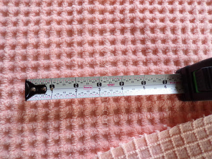 Mini Grid Vintage Chenille Quilt Fabric in Peach Bliss, 24" x 25" Piece, Snuggly Soft Cotton Waffle Tufting