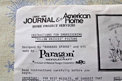 YELLOW DAISIES Paragon Crewel Embroidery Kit 02237X Vtg Boho 70s Barbara Sparre