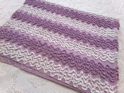Lavender Frost Vintage Chenille Fabric, Textured Zig Zag Design, Purple & White Quilt Sewing Material, 18" x 24"
