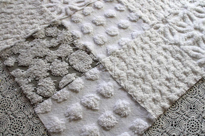 Blizzard Chenille Quilt Squares Set, Rotary Cut from Vintage Chenille Bedspread Fabric, 16 Blocks, 6" x 6" inch each