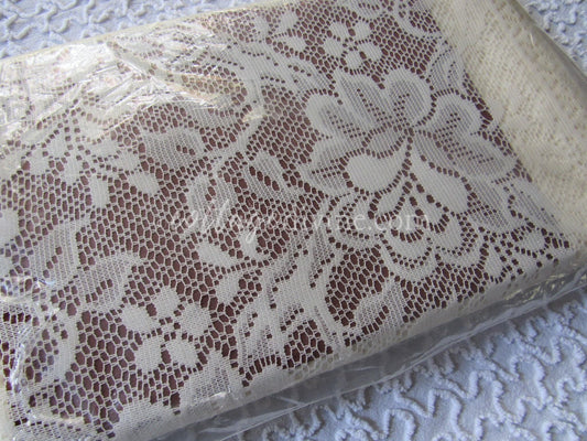 Vintage Wide Jacquard Lace Window Curtain Panel, Rose Garden, Single (Not a Pair), 60"W x 84"L, NOS