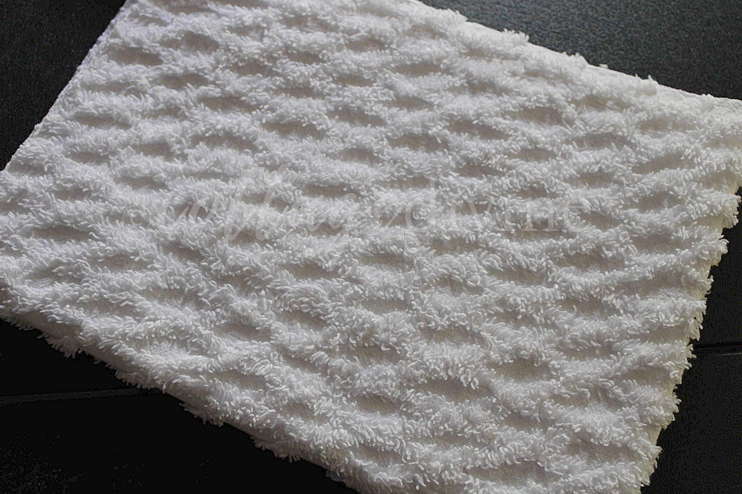 White Lattice Vintage Chenille Fabric, Simple Diamond Design, 18" x 24" inches Piece, 100% Cotton