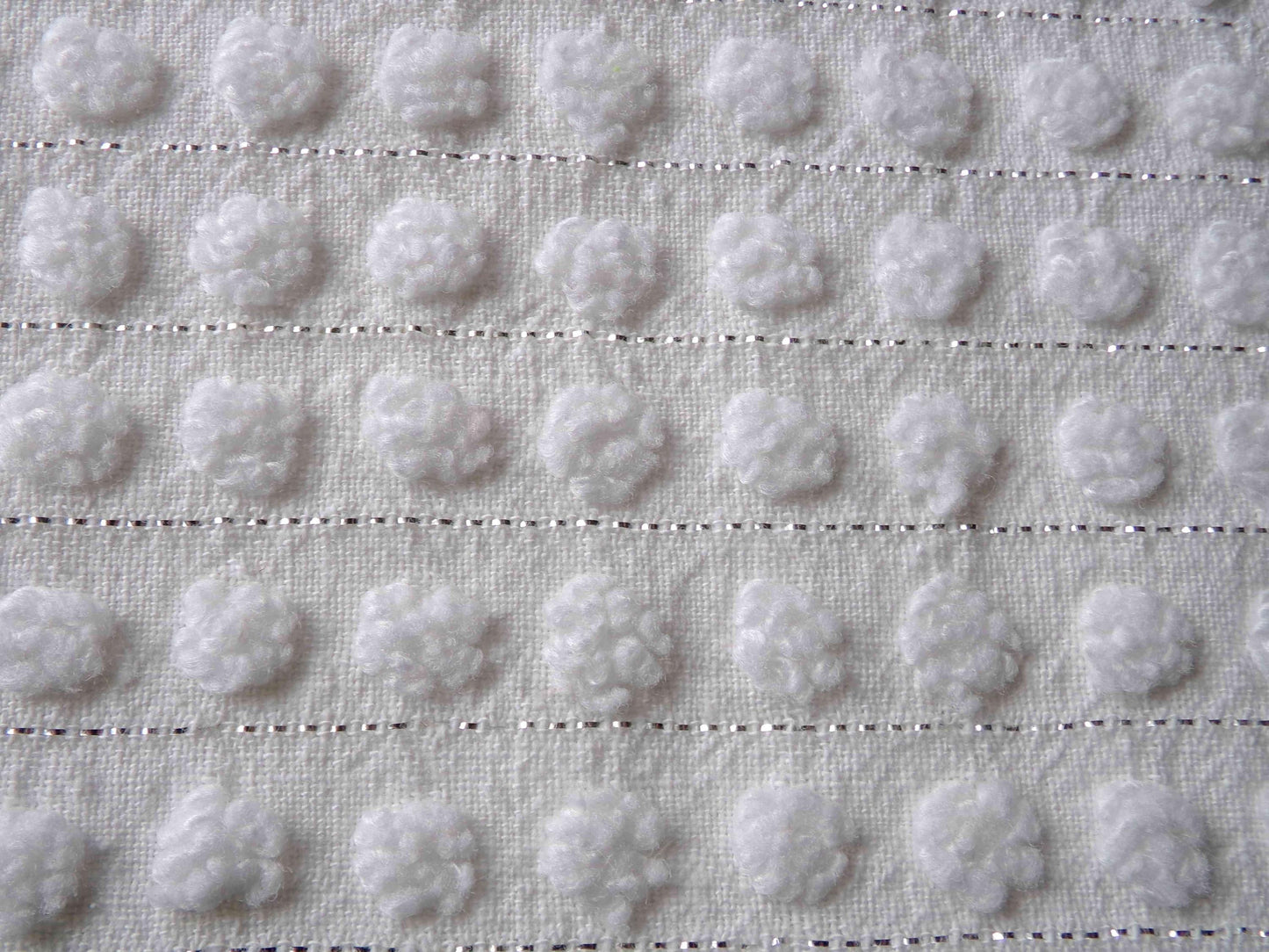 Simple White Pop Chenille Fabric, 20" x 24" inch Vintage Morgan Jones Piece, cotton blend with silver shimmer lurex