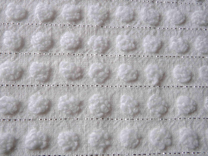 Simple White Pop Chenille Fabric, 20" x 24" inch Vintage Morgan Jones Piece, cotton blend with silver shimmer lurex