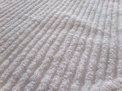 Diagonal Stripes Vintage Chenille White Fabric Piece, 17" x 25" inches, Geometric Striped Design