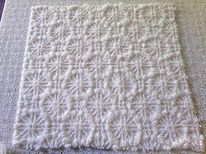 Snowflake Spokes Chenille Fabric Material, 19" x 20" inch Vintage Piece Loaded With Intricate Tufting